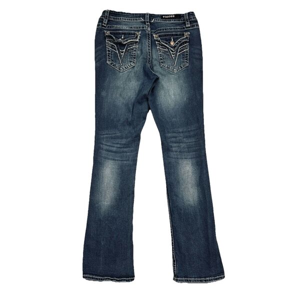 Vigoss Slim Boot Jeans Womens 6 Blue Heritage Fit Distress Measures 30 x 29.5 - Picture 2 of 10